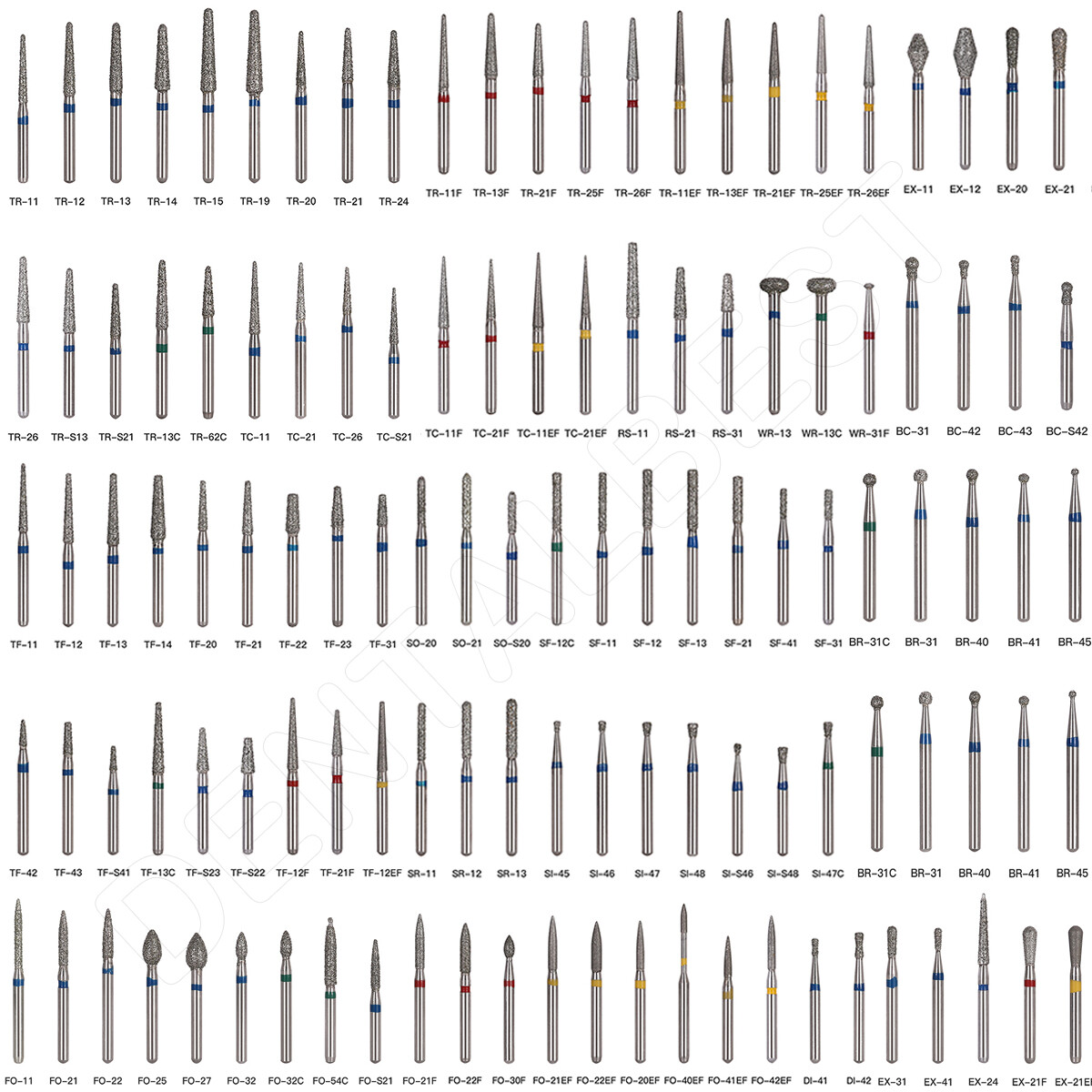 100pcs AZDENT Dental Diamond Burs For High Speed Handpiece Friction Grip 1.6mm