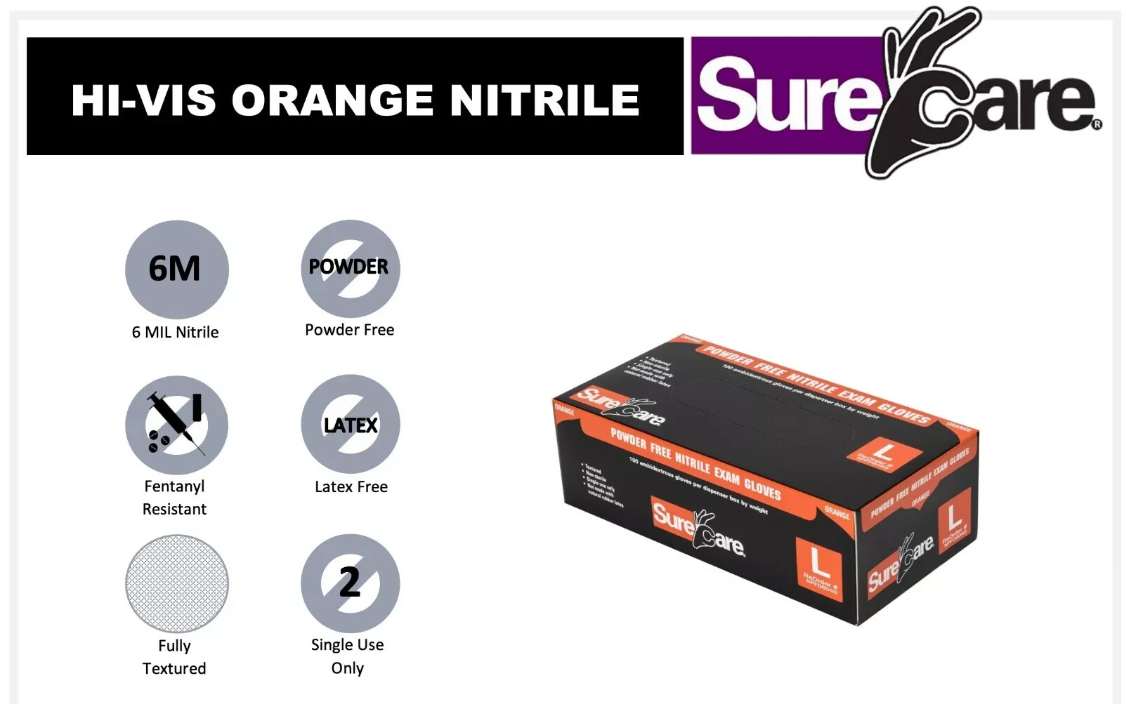 6mil HeavyDuty ORANGE Nitrile Powder Free Latex Free Glove SMALL 1000ct