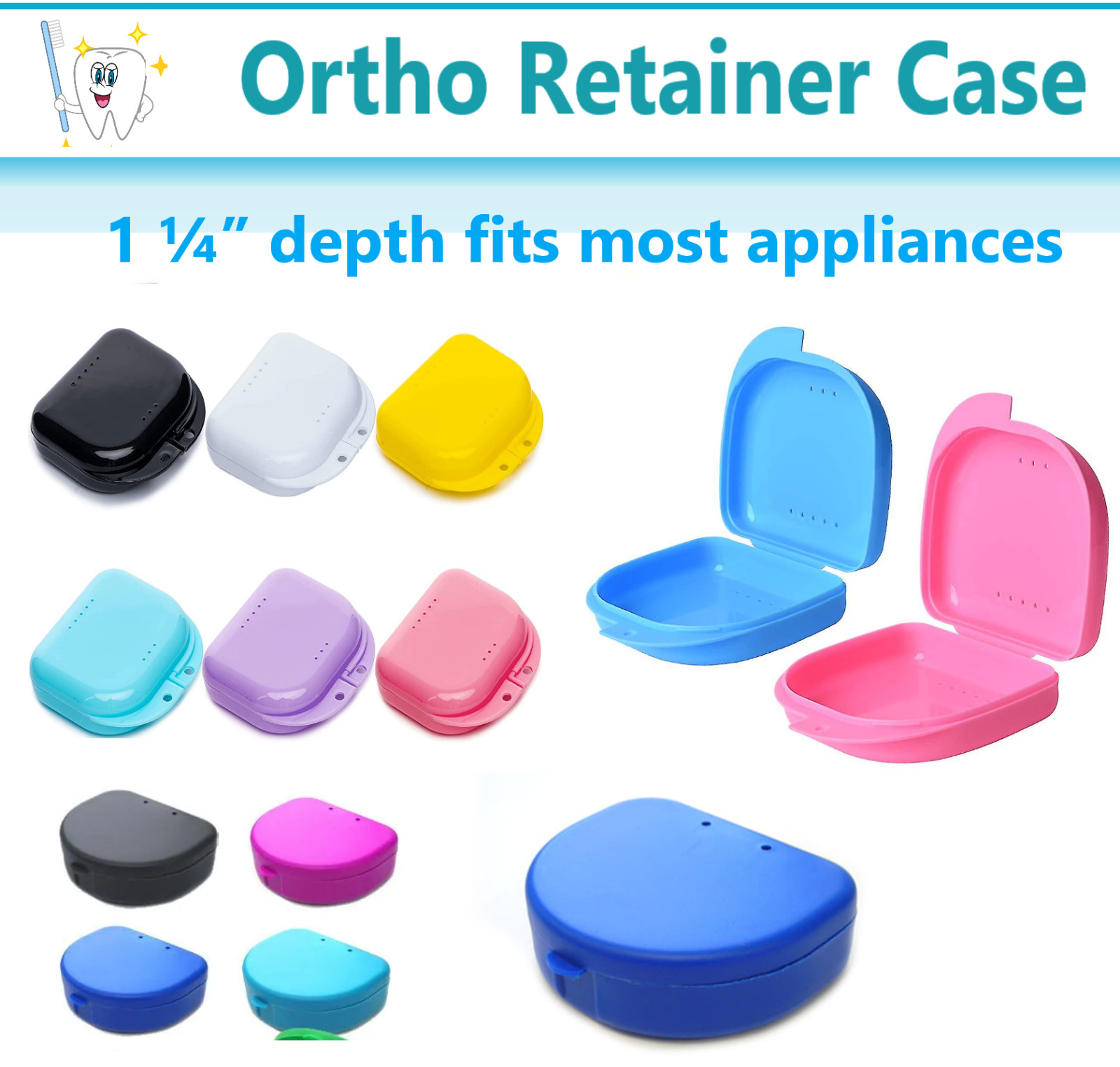 Dental Denture Box Storage Case – 1 1/’4 Deep Ortho Retainer Box Appliance Cases