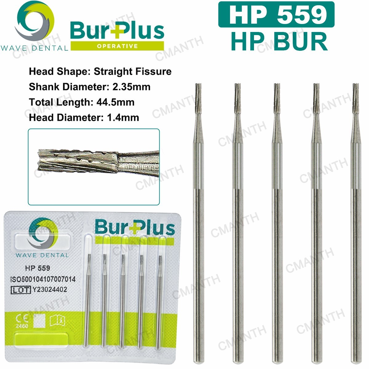 US WAVE Dental Surgical Burs Tungsten Carbide Bur Round HP 44.5mm For Slow Speed