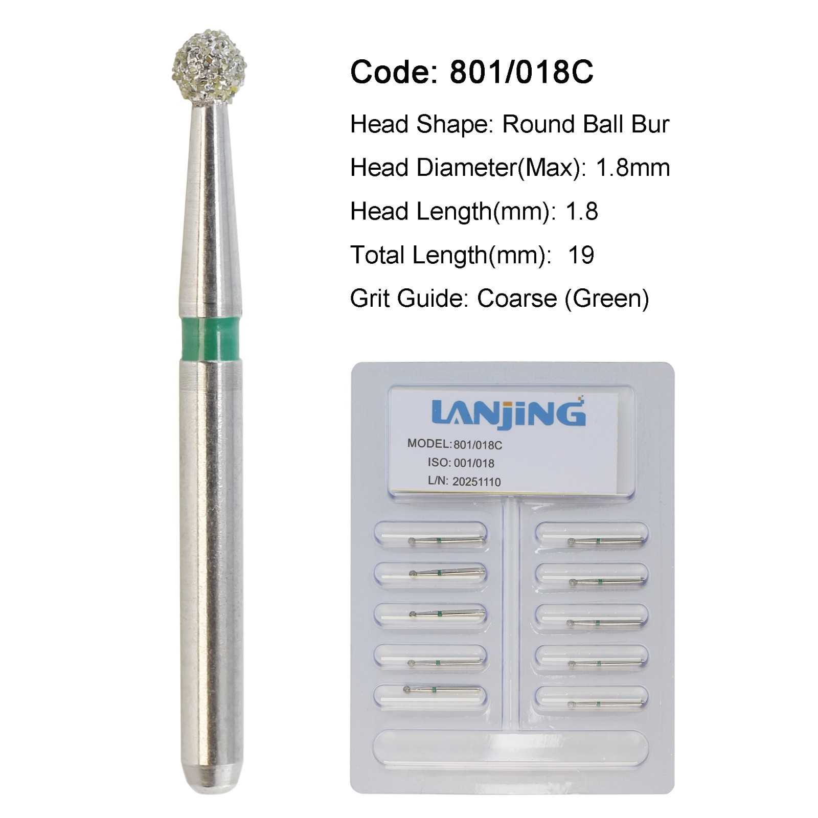 Dental Diamond Burs FG Surgical Long Round Taper High Speed Bur 850 856 Pear 330