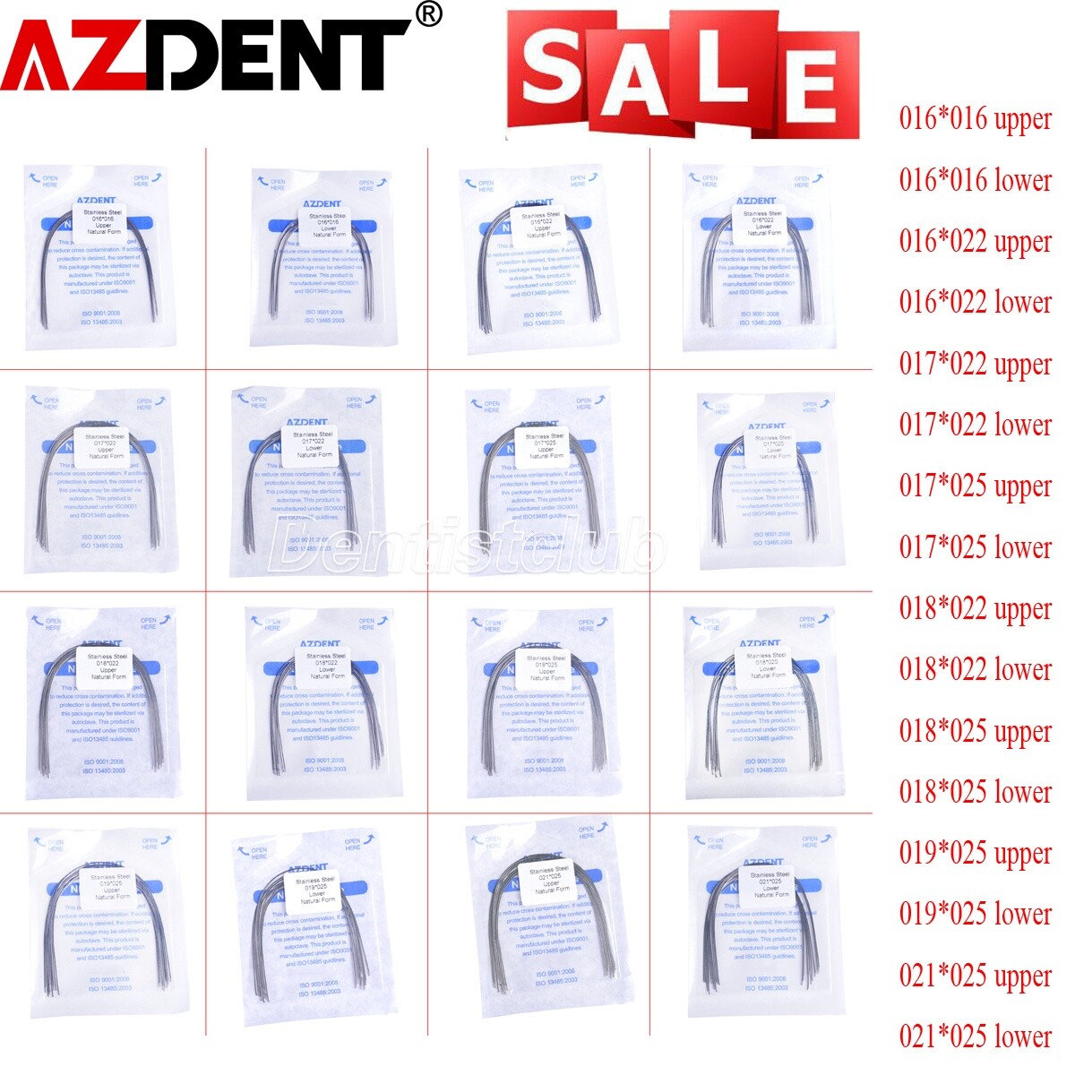 AZDENT Dental Orthodontic Stainless Steel Rectangular Arch Wires Natural Form
