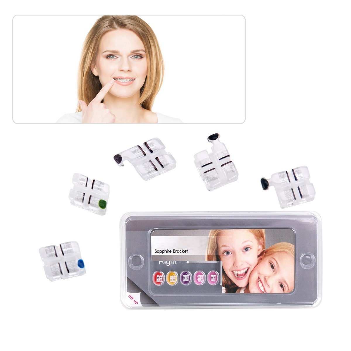Soportes de Cerámica de Zafiro de Ortodoncia Dental Mini Roth 022, 3 4 5 Ganchos