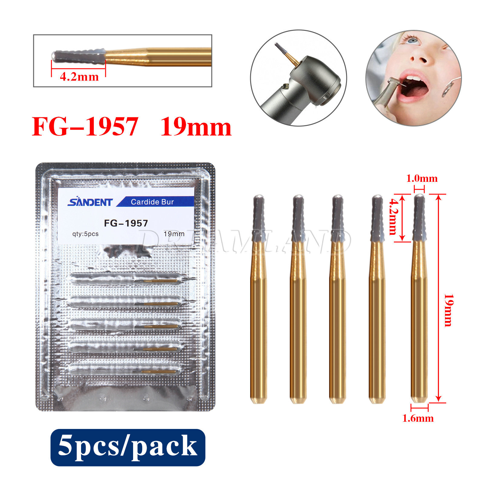 Dental Tungsten Steel Carbide Crown Metal Cutting Burs For High Speed FG-1957