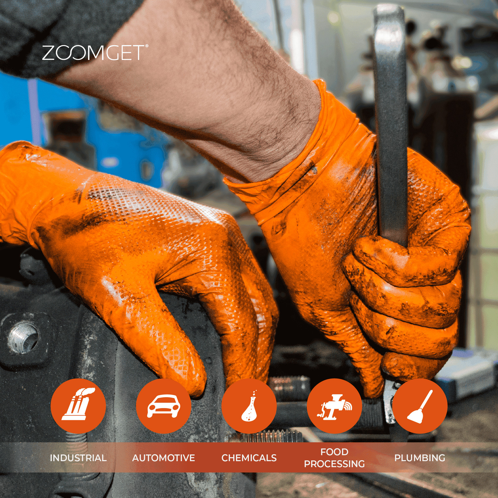 GLOVEWORKS HD Orange Nitrile Disposable Gloves 8 Mil Raised Diamond Texture
