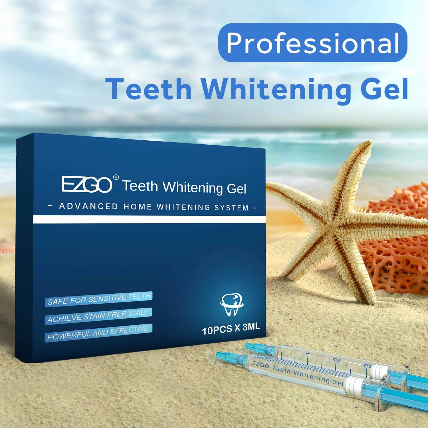 EZGO 10 Pack Teeth Whitening Gel Refills 22% Bleaching 0.1 Fl Oz (Pack of 10)