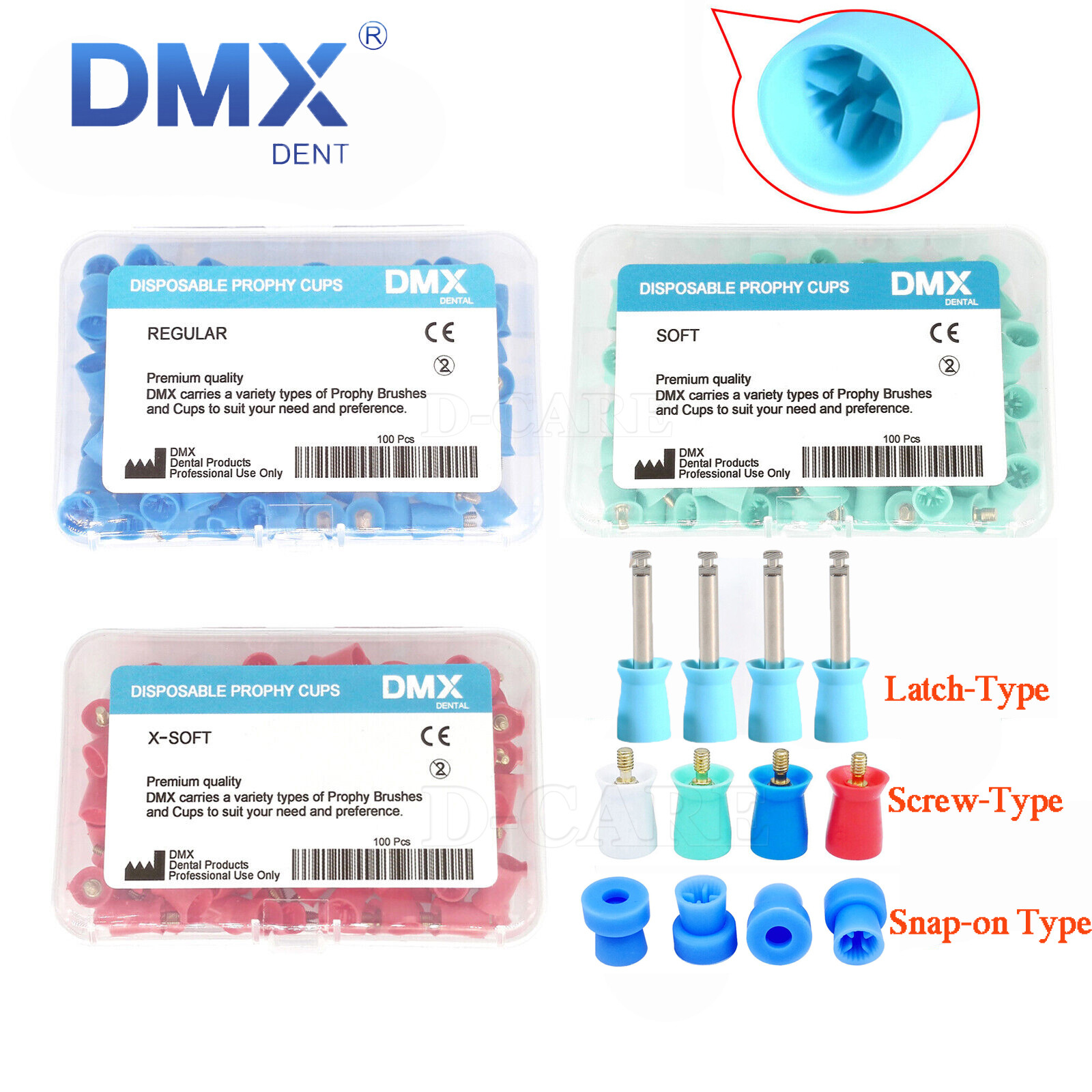 DMXDENT Dental Prophy Prophylaxis Polishing Cups Webbed ALL Types