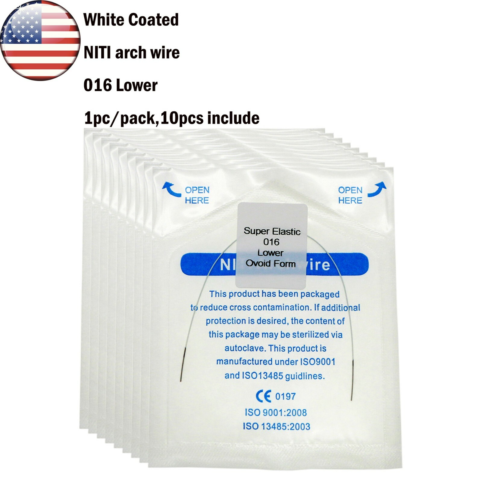 10Pcs Dental Orthodonic Niti White Arch Wire Super Elastic Upper Lower 012-020