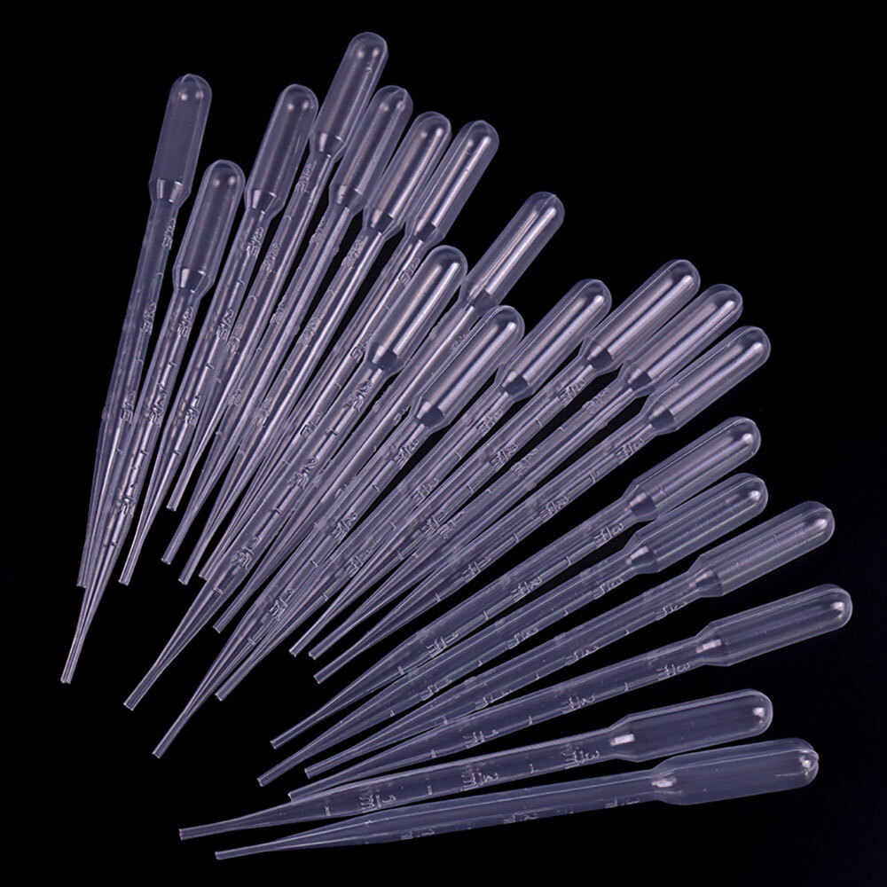 200Pcs 3ml Disposable Plastic Eye Dropper Set Transfer Lab Graduated Pipettes US