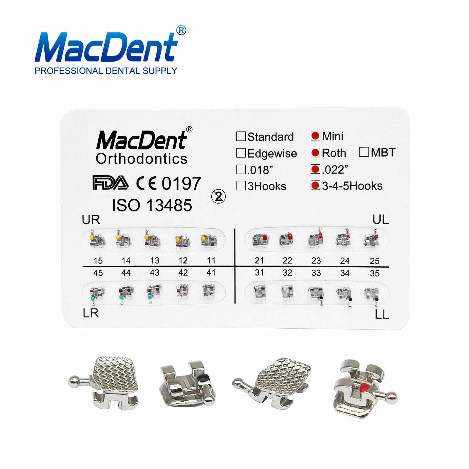 Dental Orthodontic Braces Kit NiTi Arch Wire Ligature Ties Roth 0.022 Brackets