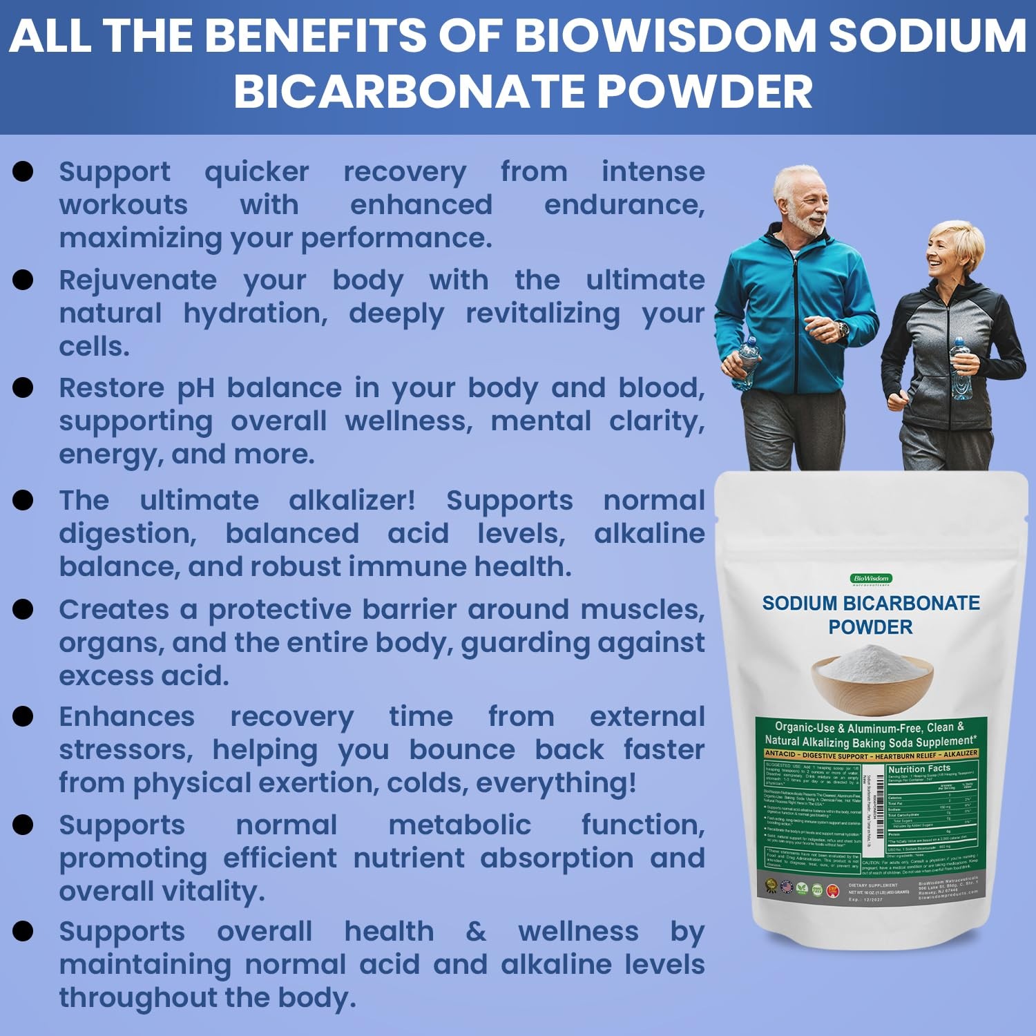 Sodium Bicarbonate Powder for Organic Use, Grade 1 16 Ounce (Pack of 1)