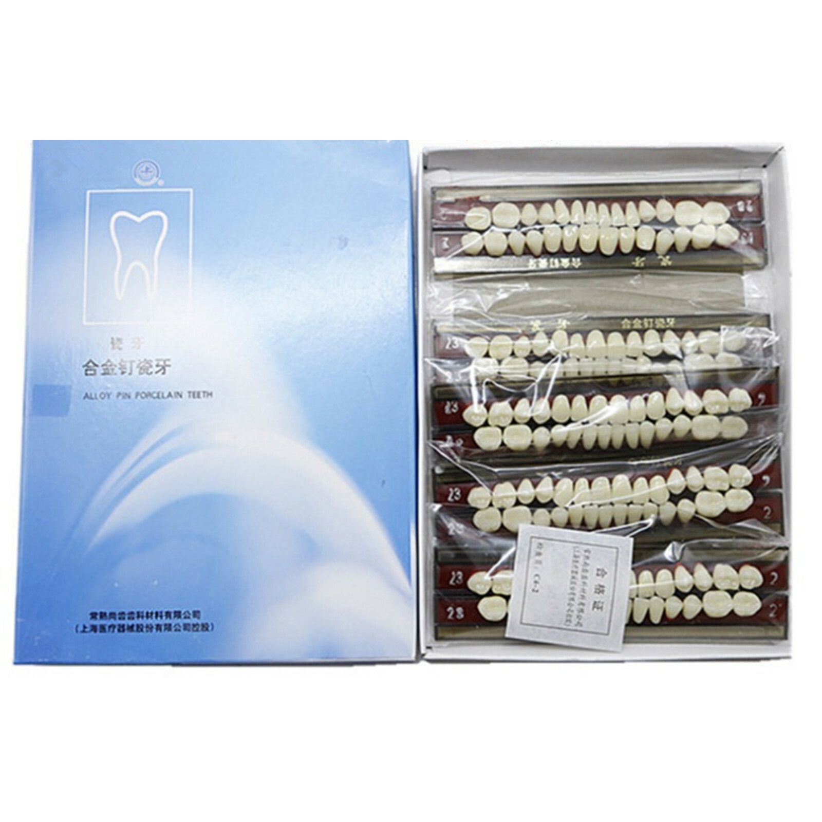 5 Set/Box Dental Alloy Pin Porcelain Teeth Material Color Guide Upper Teeth