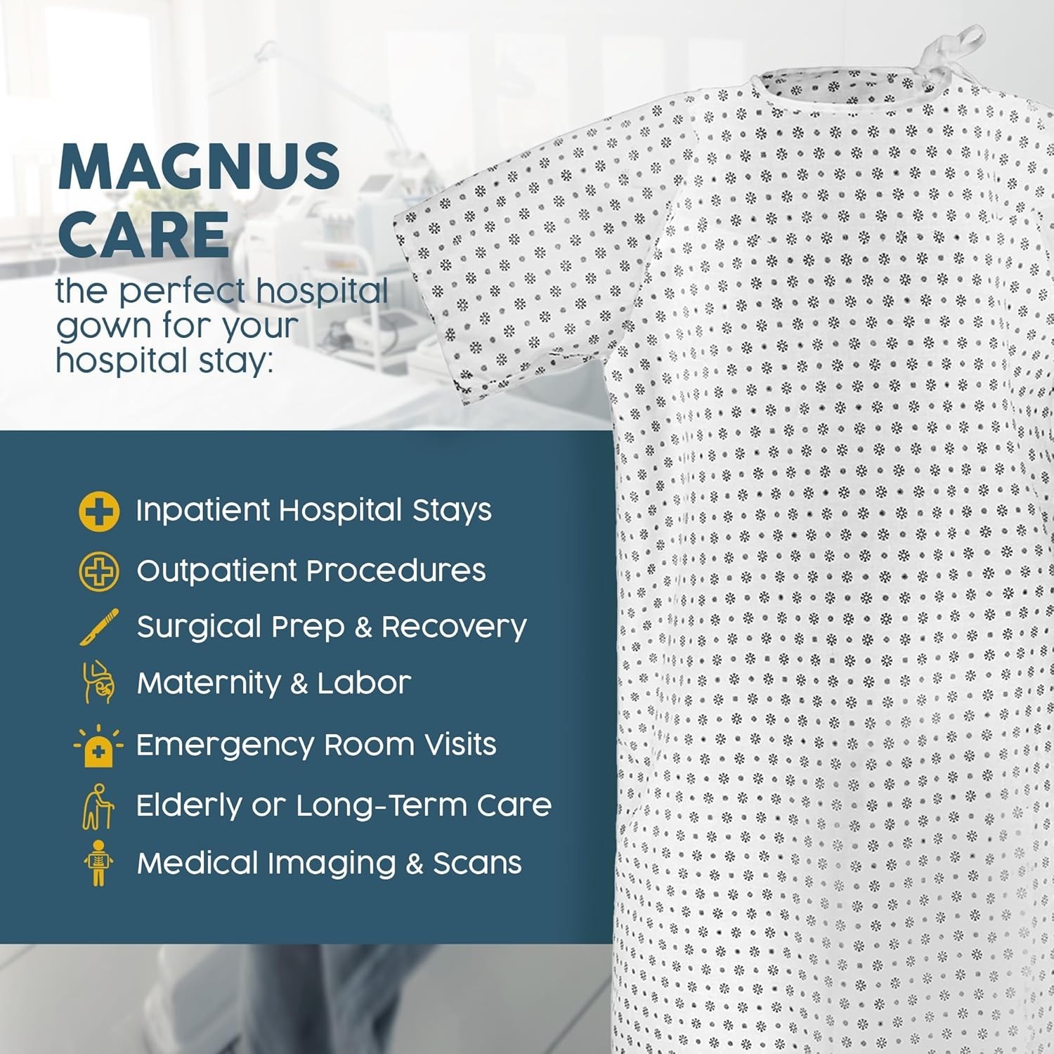 Hospital Gown for Woman & Men, Cotton Blend Fashionable Unisex Patient Gowns,…