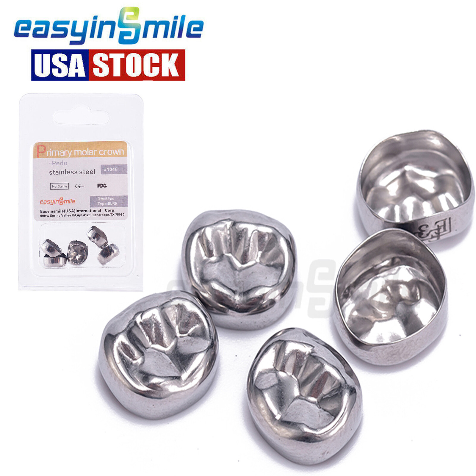 Dental Crown Stainless Steel Primary Molar for Kids Pedo DUL2-DUL7 EUR2-EUR7
