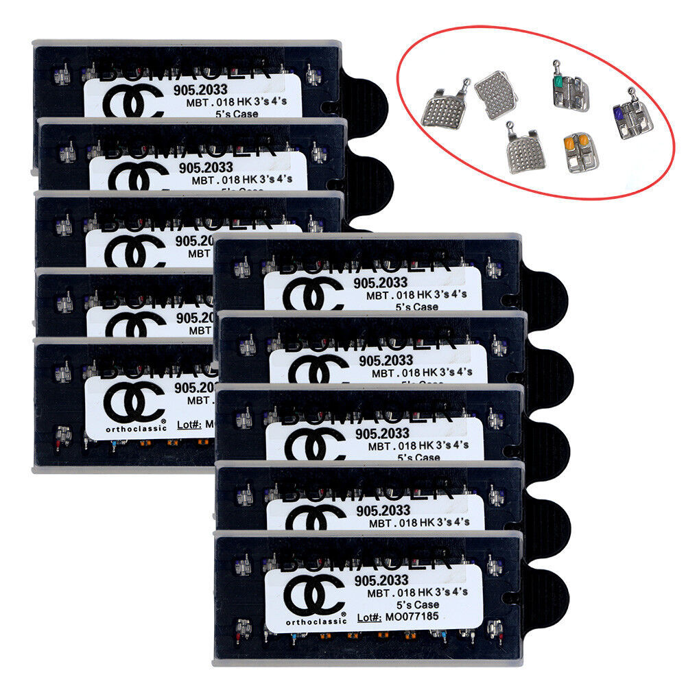 1-200×Dental Orthodontic Metal Brackets Roth/MBT 0.22/018 With 345 hook all size