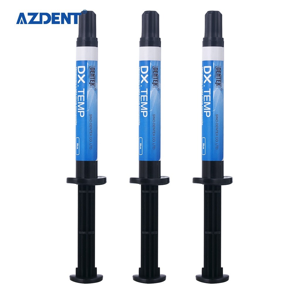 20pack Dentex DX.TEMP Dental Composite Resin 2.5g Temporary Flow Light Cure Blue