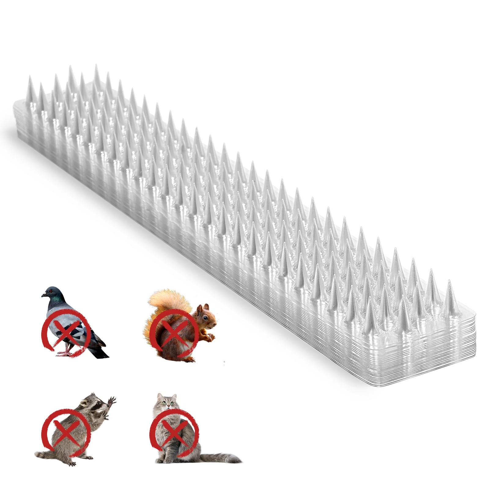 Touri 24 Pack Clear Transparent PVC Bird Spike Strips for Outside Fences and Roo