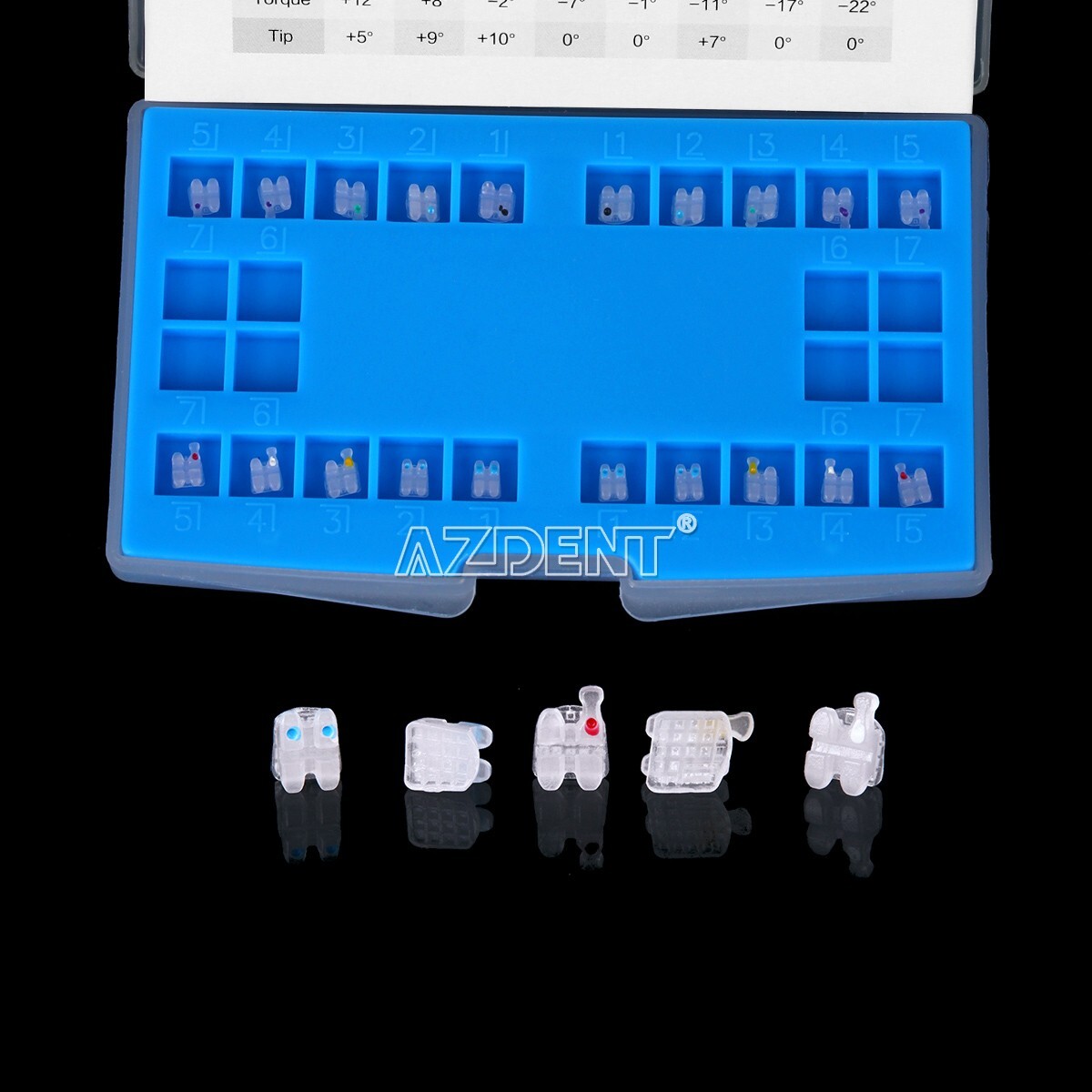 AZDENT Dental Ceramic Brackets Orthodontic Braces Roth.022 345 Hooks 20pcs /kit