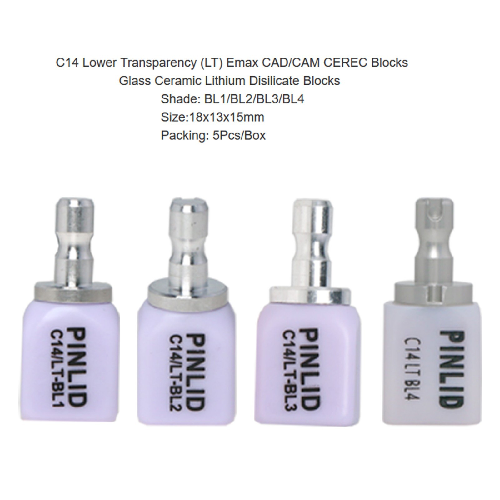 C14 Glass Ceramic Blocks HT/LT Lithium Disilicate CAD/CAM Cerec Blocks 5Pcs/Box