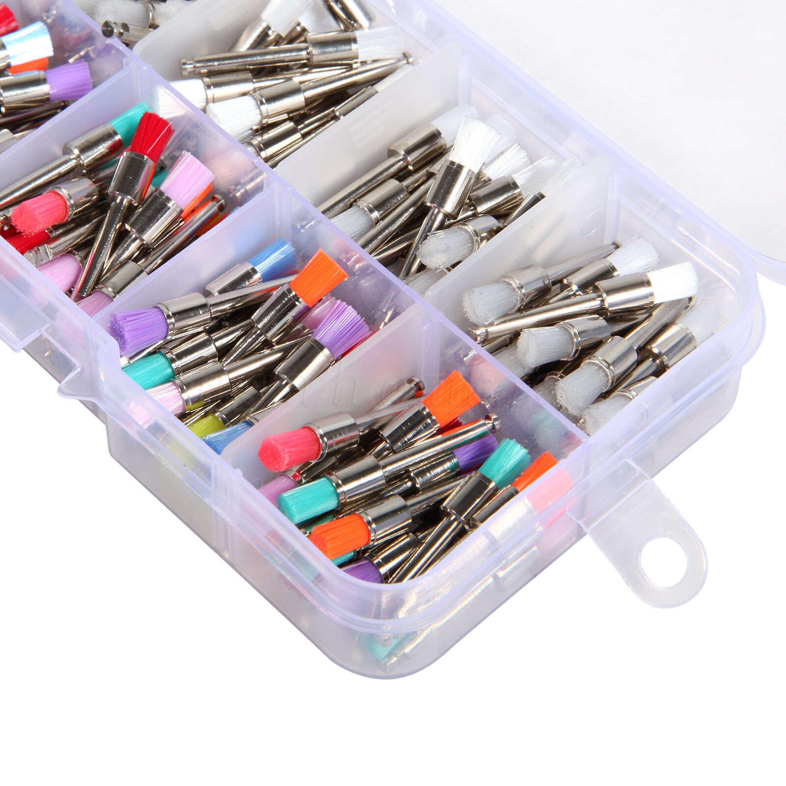 200 Pcs Dental White&Colorful Nylon Latch Flat Polishing Polisher Prophy Brushes