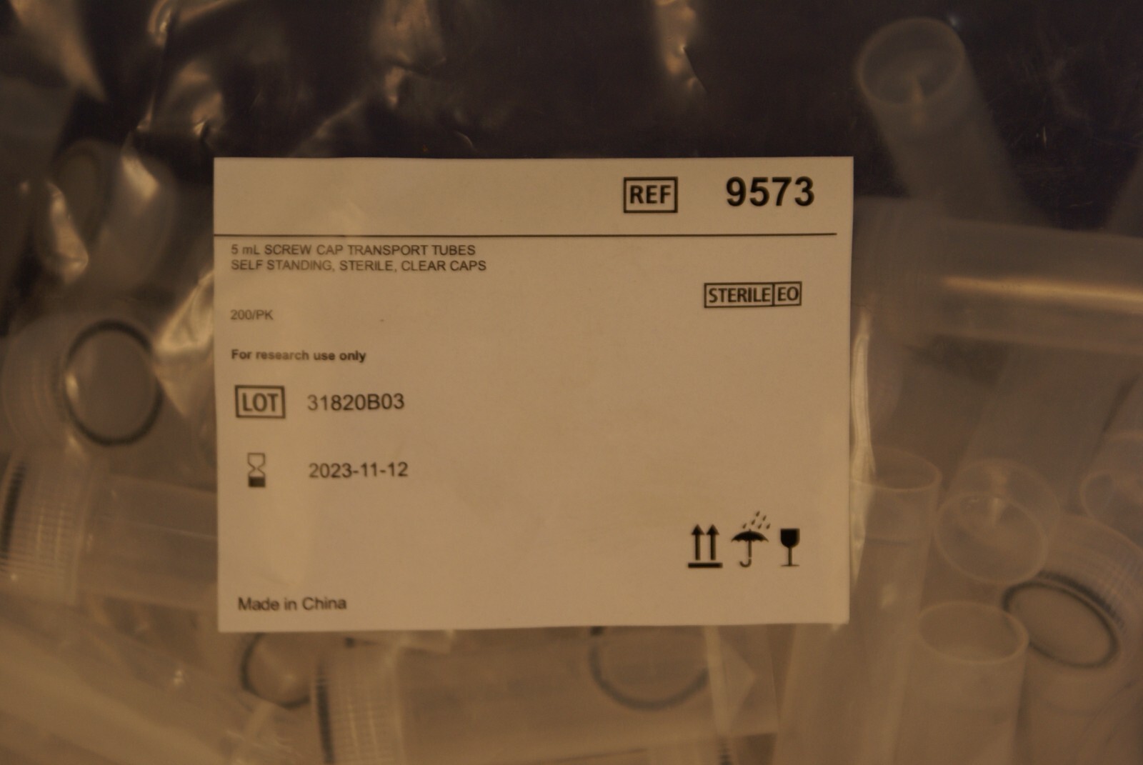 200 Cryovial Tube 5 ml Self Standing Transport Tube with Screw Cap Sterile Clear