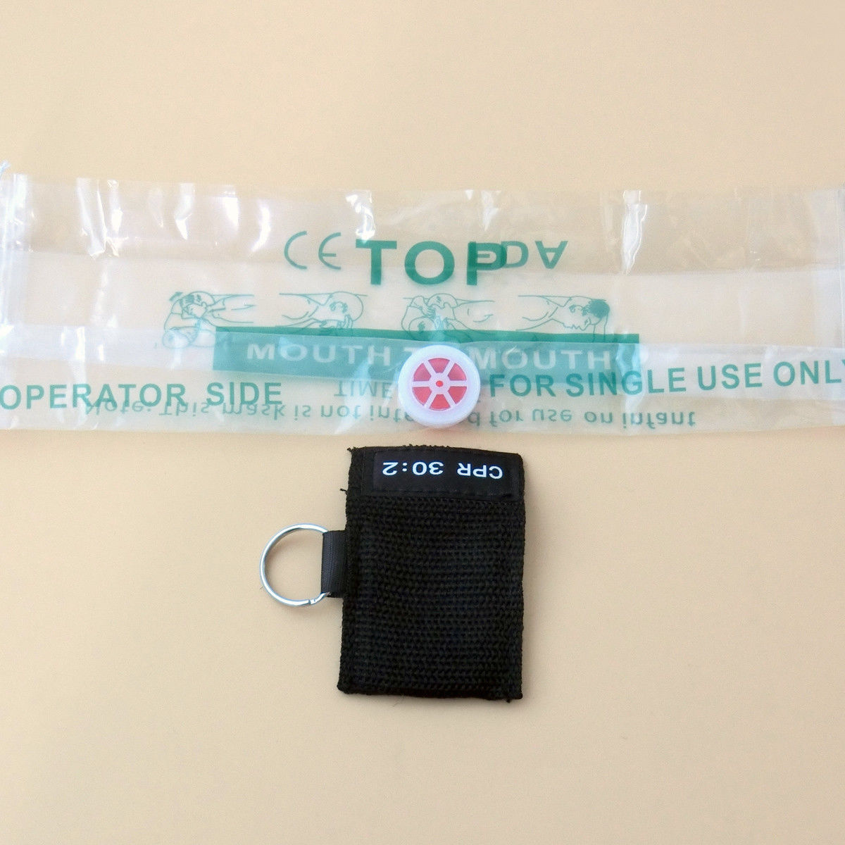 KeyRing CPR Face Shield Resuscitation 30:2 Training Black & Orange