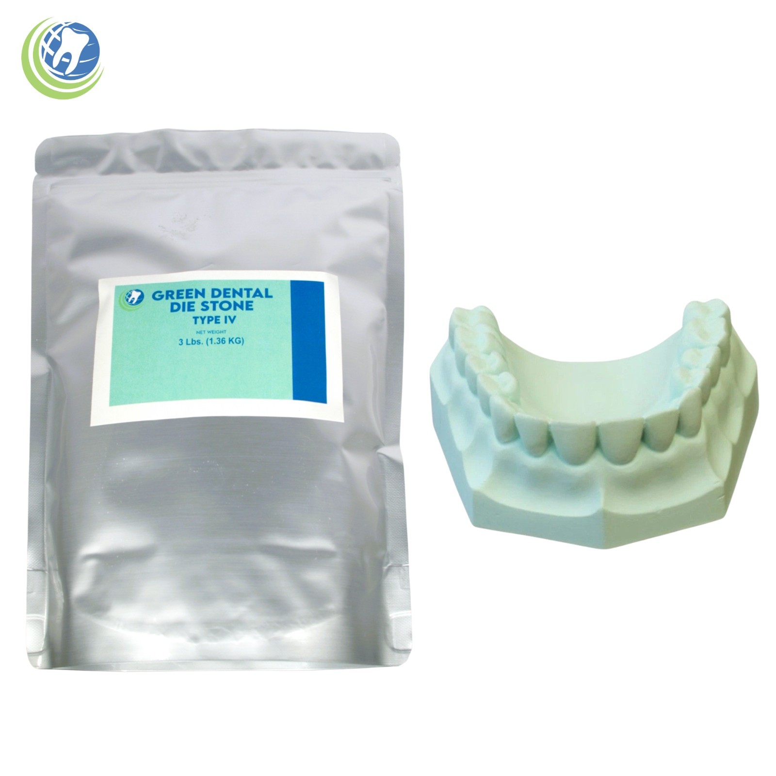 DENTAL LAB GYPSUM DIE STONE TYPE IV GREEN ALL PURPOSE STRONG COMPOUND 3 Lbs.