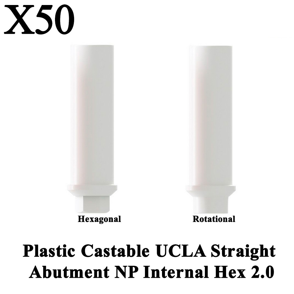 50pcs Plastic Castable UCLA Straight Abut men ts Internal Hex 2.0mm Dental Lab