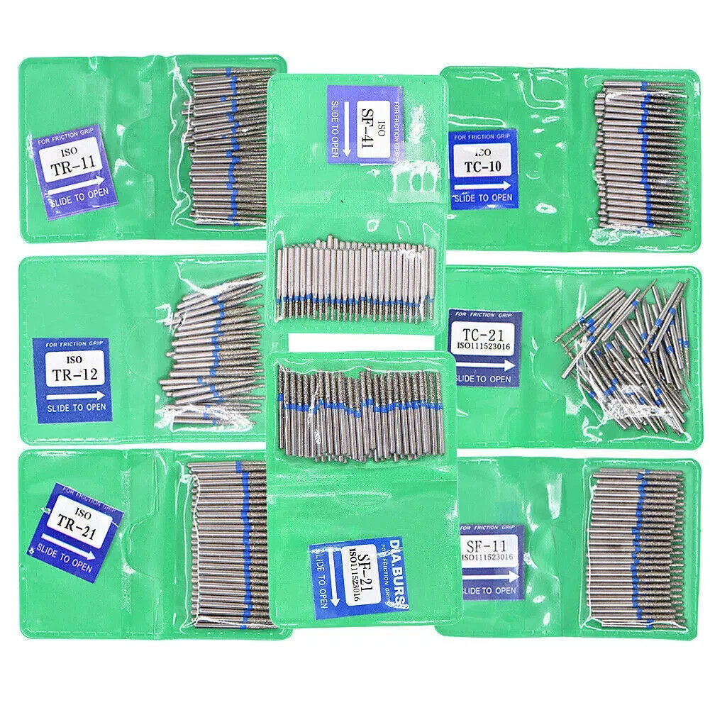 50 Pcs Dental Diamond Burs FG High Speed for Polishing Smoothing Teeth Polishers