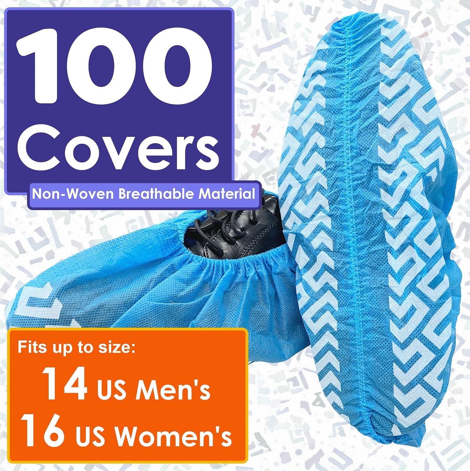 100 Pack Extra Large Disposable Blue Boot & Shoe Covers Indoor Reusable Shoe