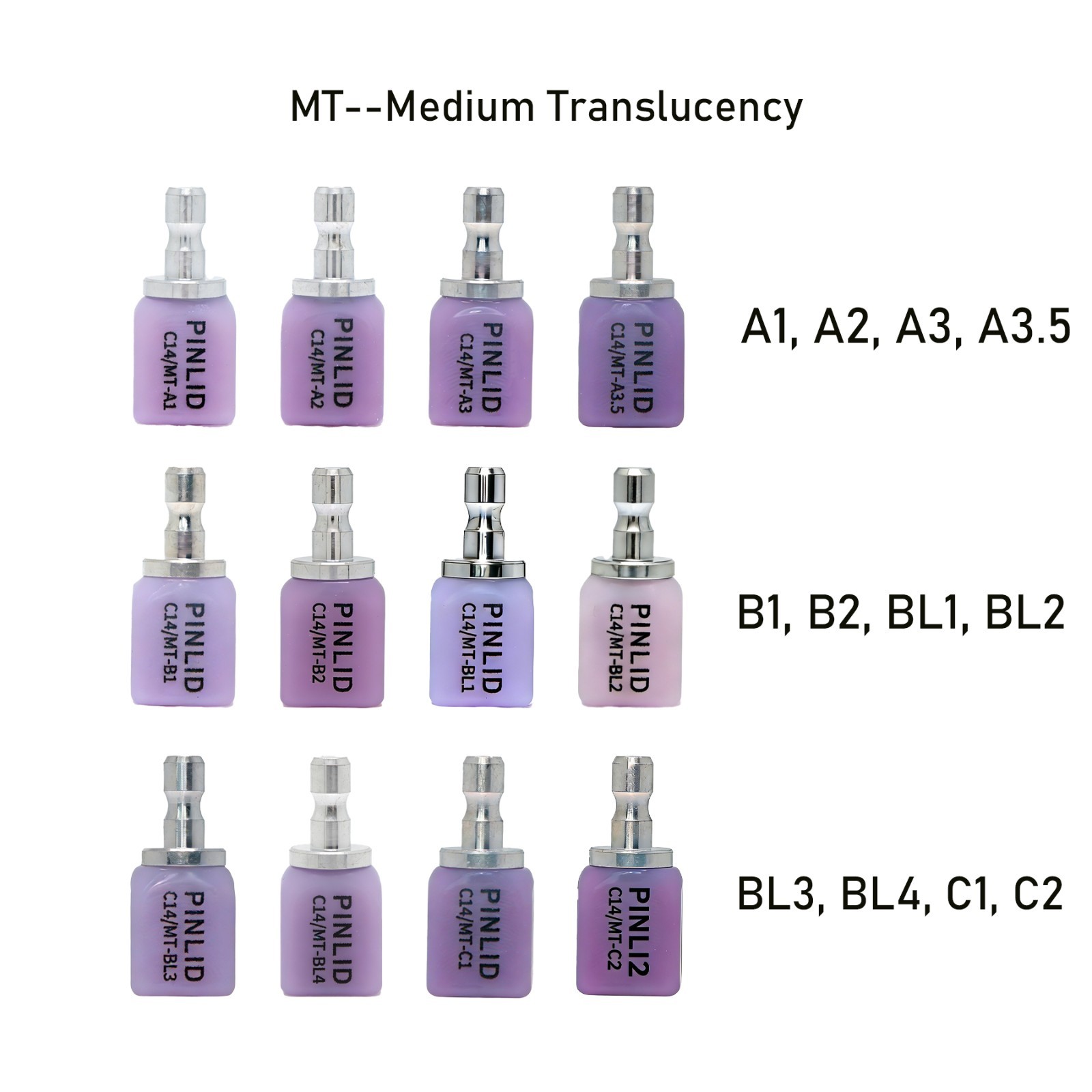 US 5PCS C14 MT Dental Emax Glass Ceramic Blocks Lithium Disilicate CEREC CAD/CAM