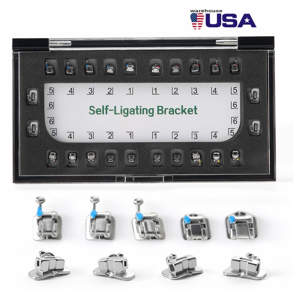 AZDENT Dental Orthodontic Self Ligating Braces Bracket Mini Roth.022 Hooks 345