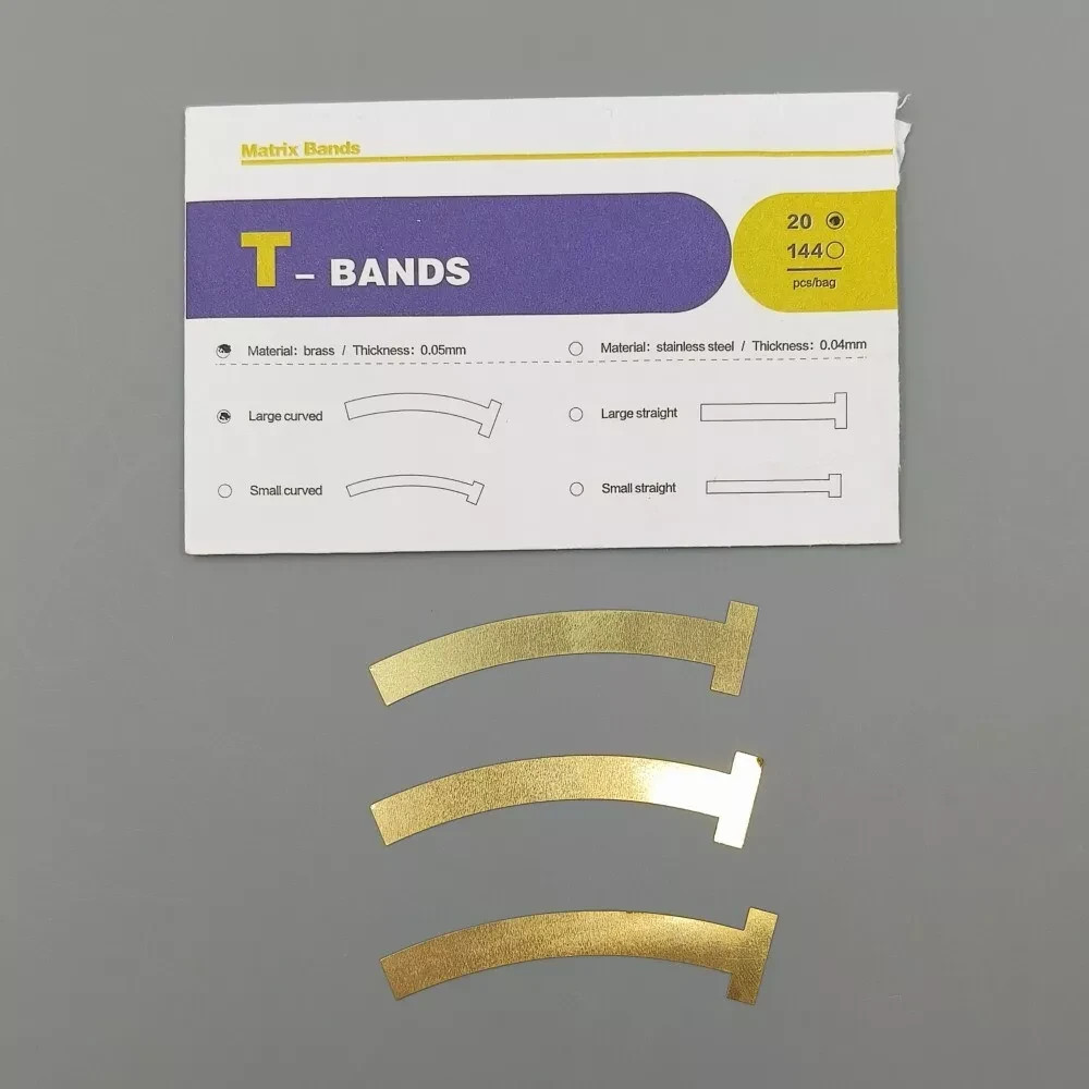 20 Pcs/Pack Dental Curved/Straight Primary Molars T Bands Brass Matrix Bands
