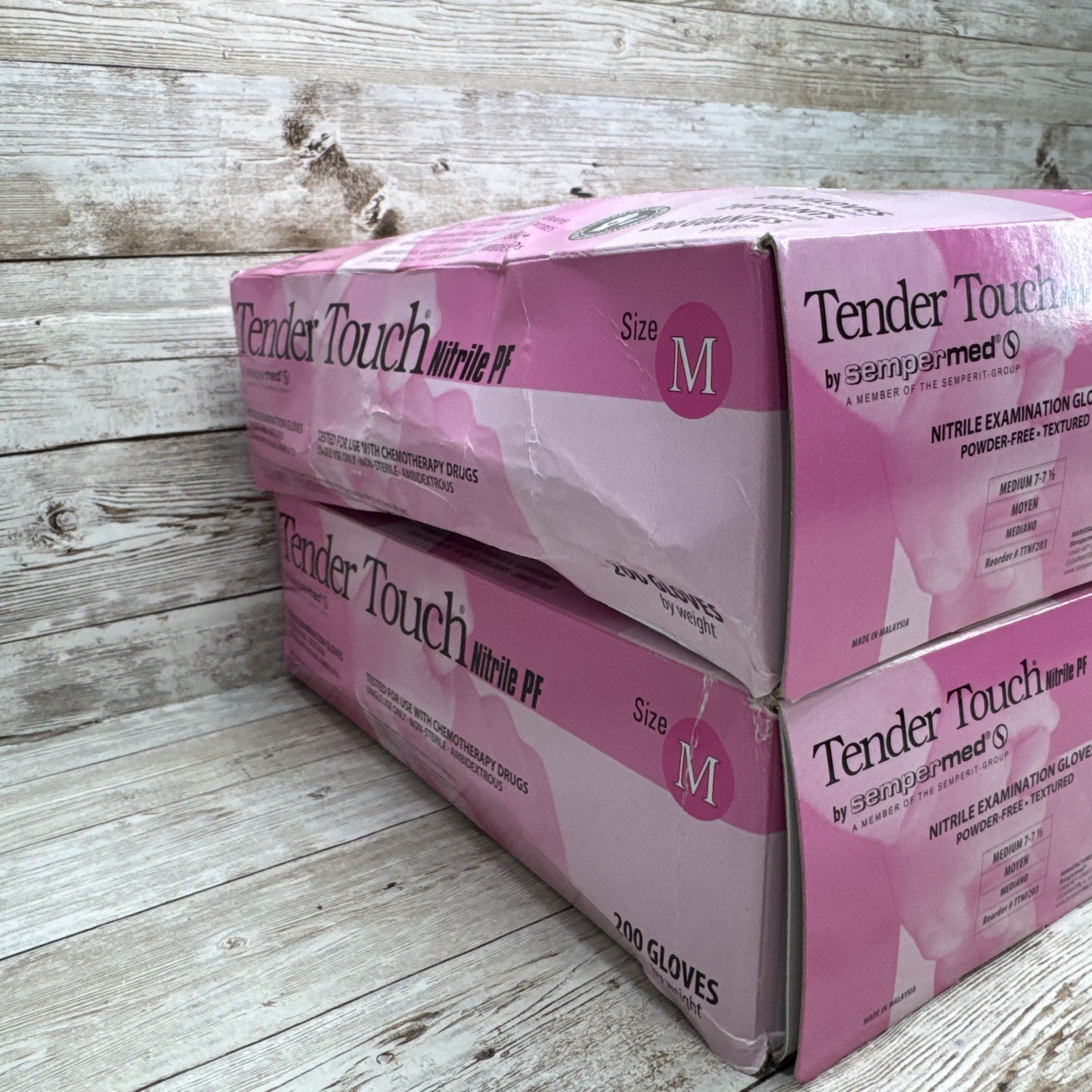 TenderTouch Nitrile Exam Gloves, Textured *4 DENTED Boxes* TTNF203, Size: Medium
