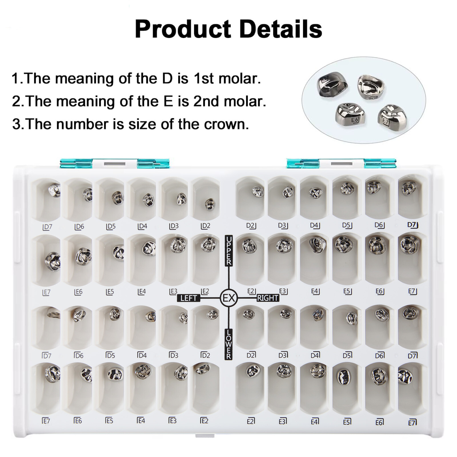 Dental Kid Primary Molar Crown Stainless Steel Pediatric Preformed 48 Size USA