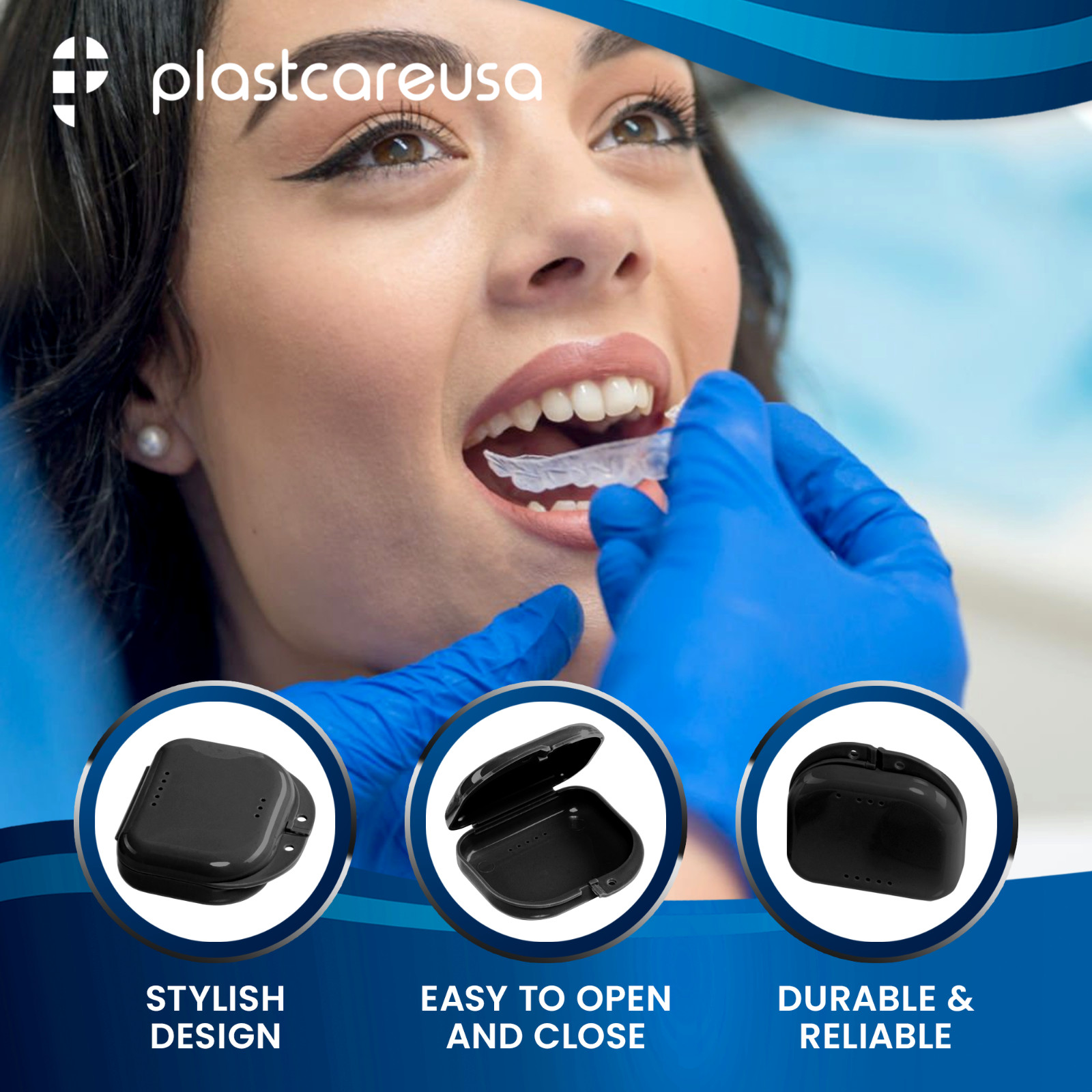 Black Retainer Case w/ Vent Holes – UV Cleaner Case, Mouth Guard Aligners