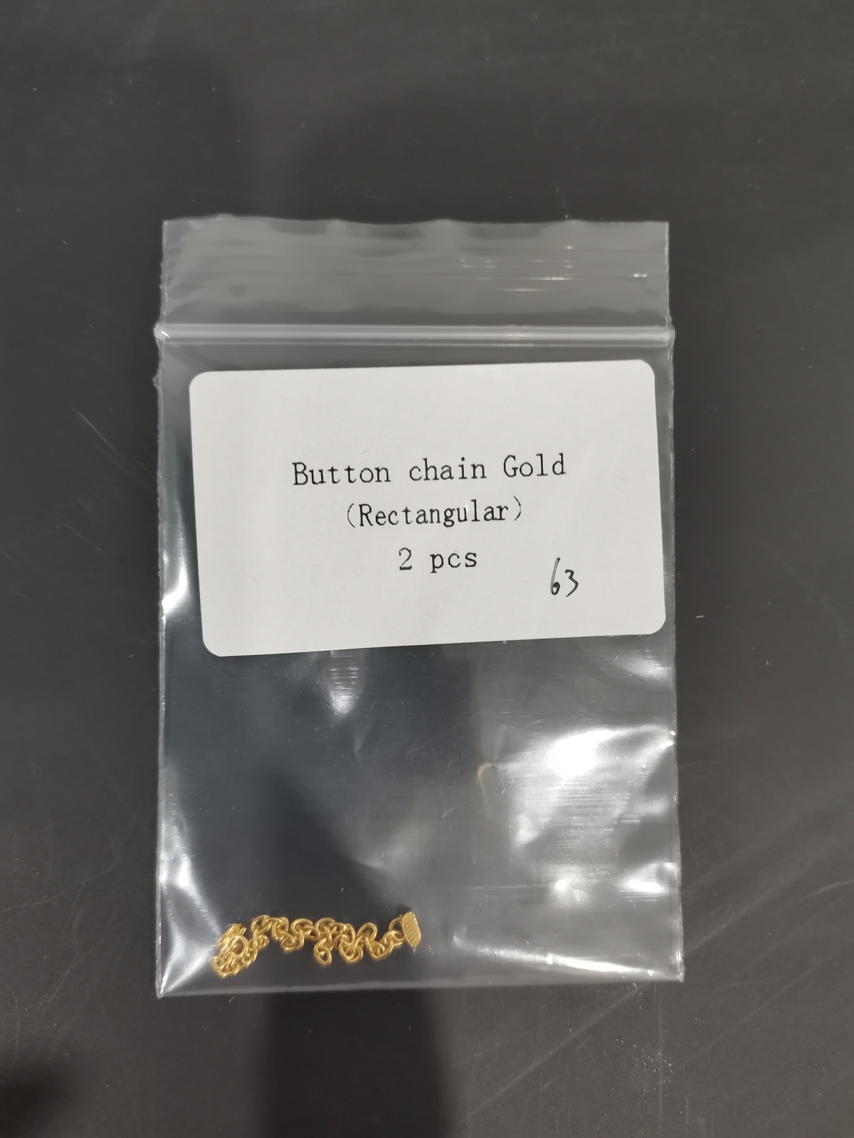 Dental Ortho Traction Chain Buttons with Chain Gold Plated Round/Rectangular 2pc