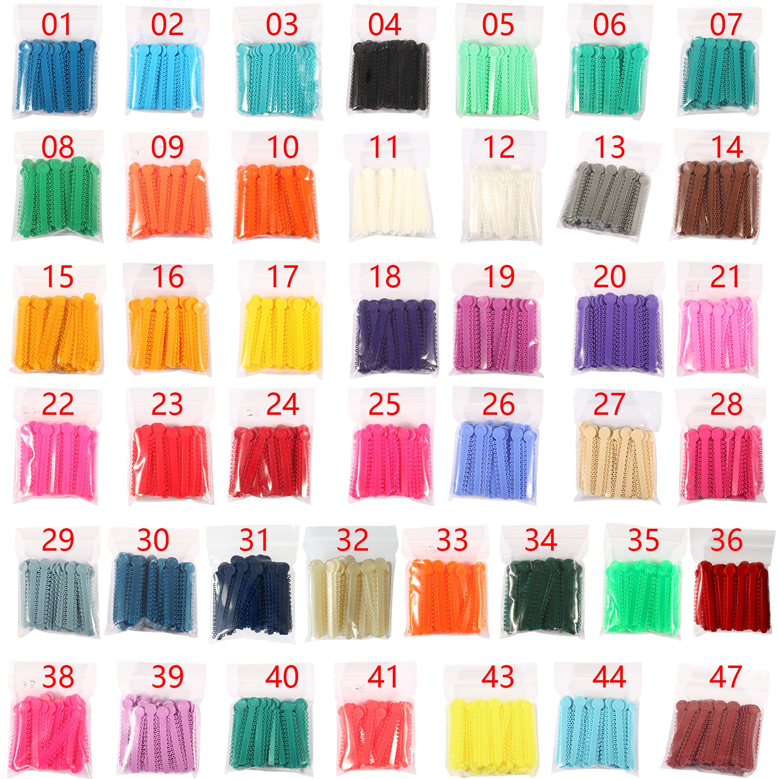 1 Bag Dental Orthodontic Ligature Ties Elastic Rubber Bands 45 Colors 1040 Pcs