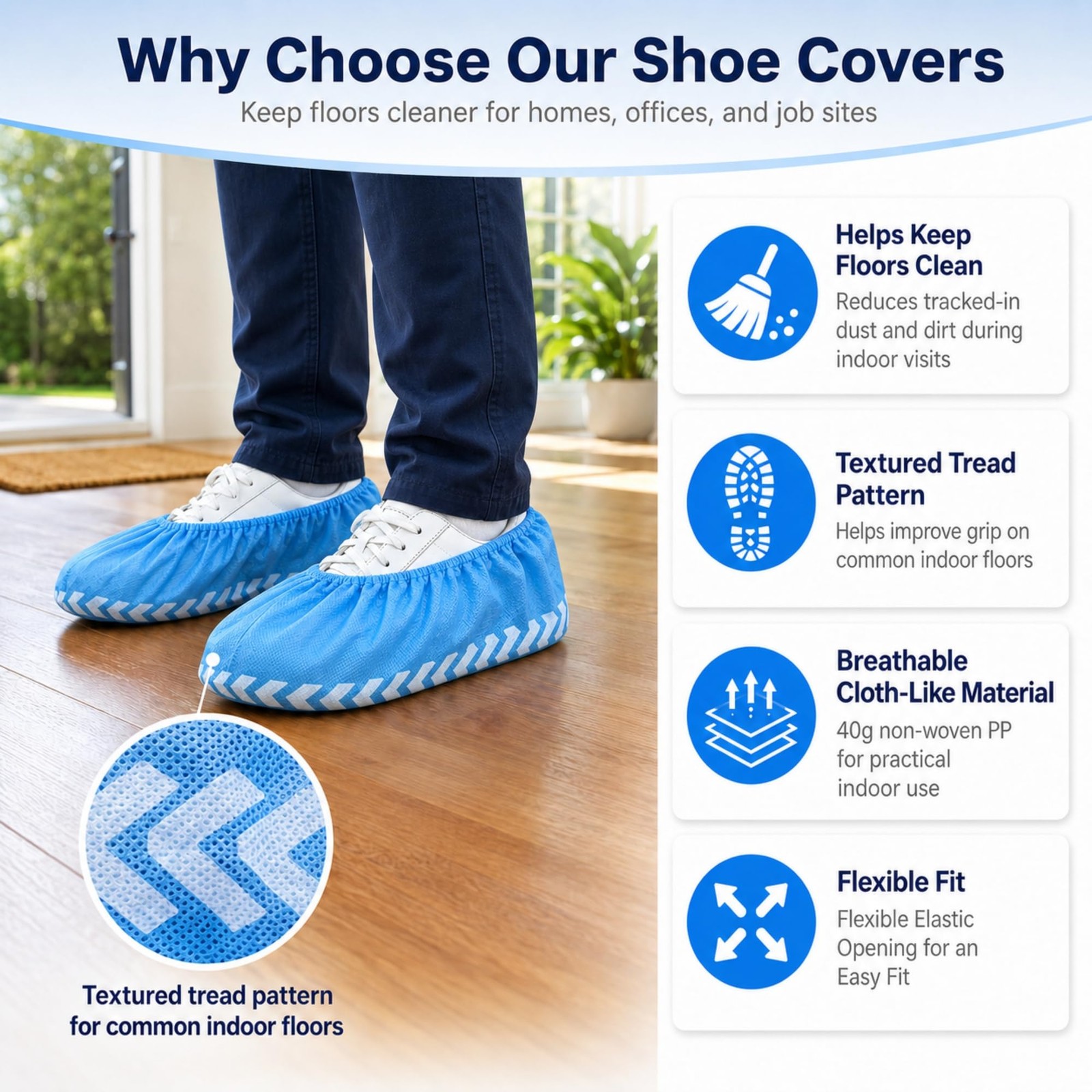 Innovative Haus Blue Indoor Disposable Shoe Extra Large (100 Pack),