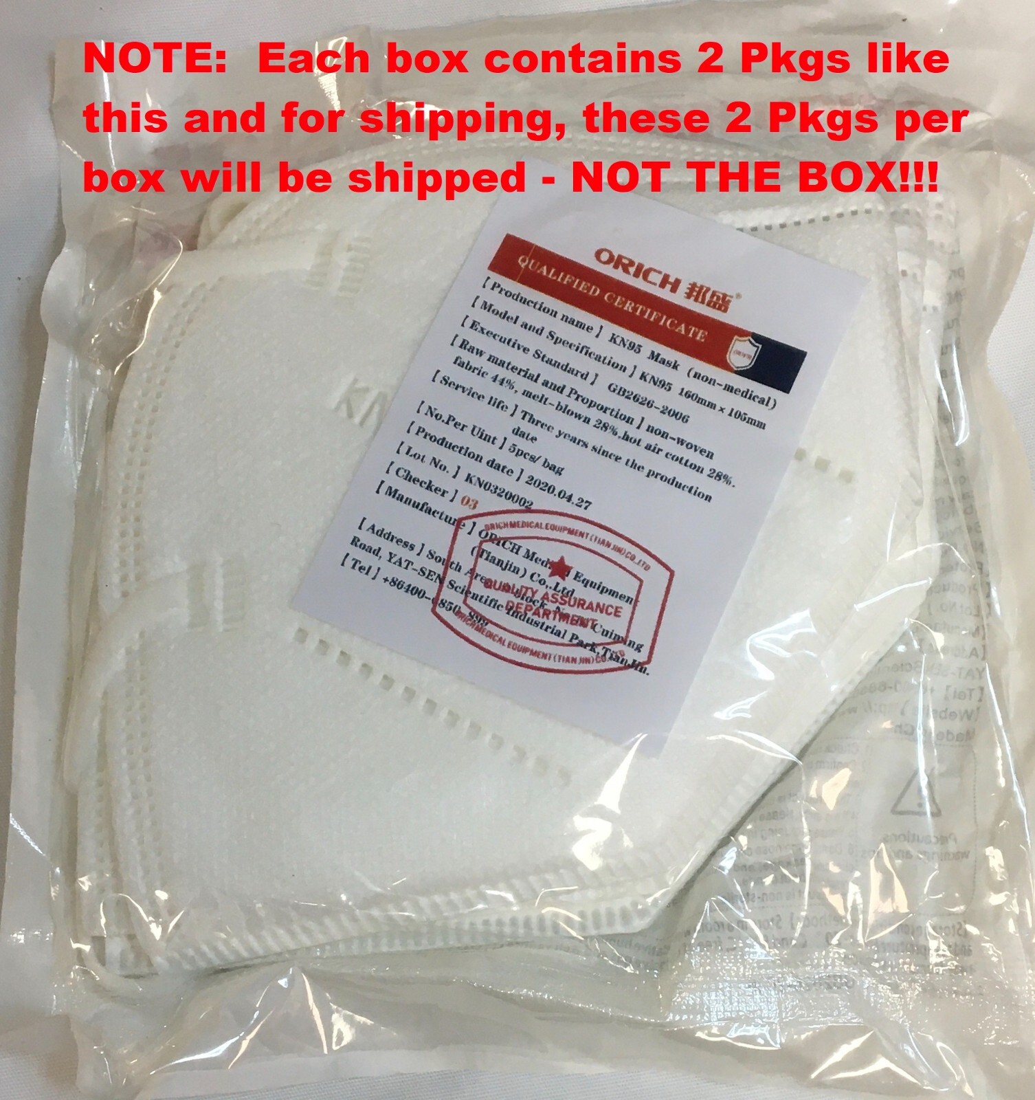 KN95 Protective Face Mask by ORICH 50-Pack Palisades & Los Angeles, CA Wild Fire