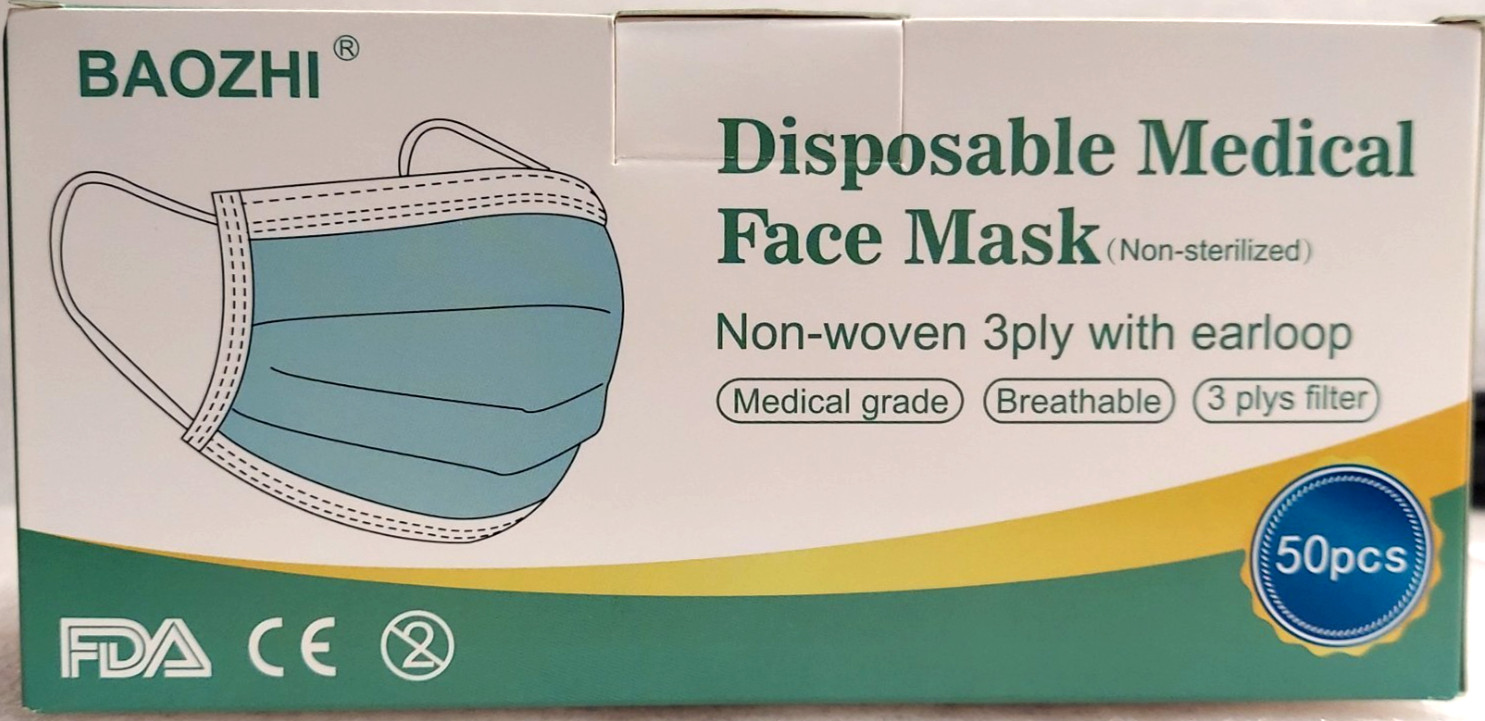 50PCS Baozhi 3ply Medical Disposable Masks w/Earloop Expired for Medical Use 1Bx