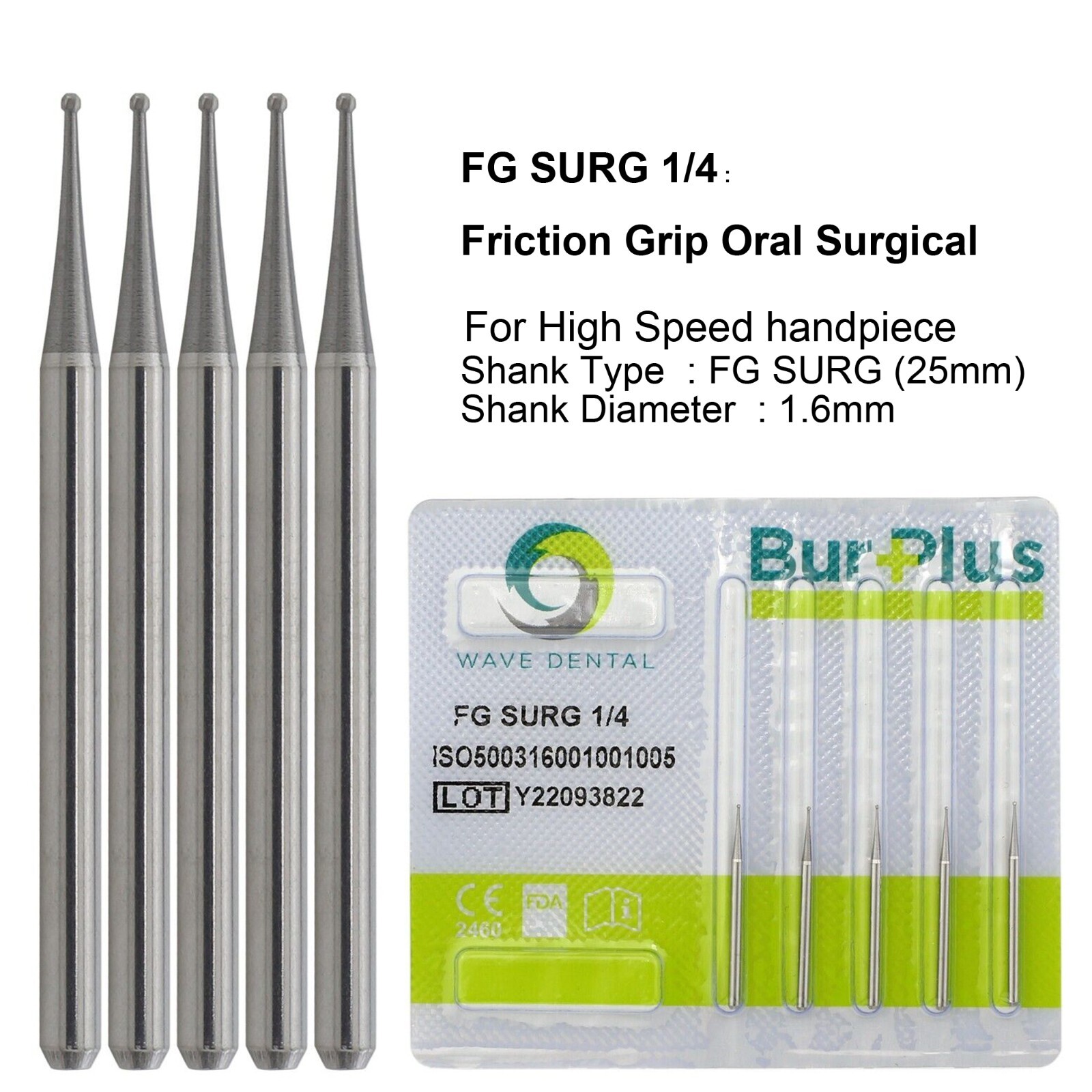 Wave Dental Surgical Bur Round Long 25mm Carbide Bur Friction Grip FG High Speed