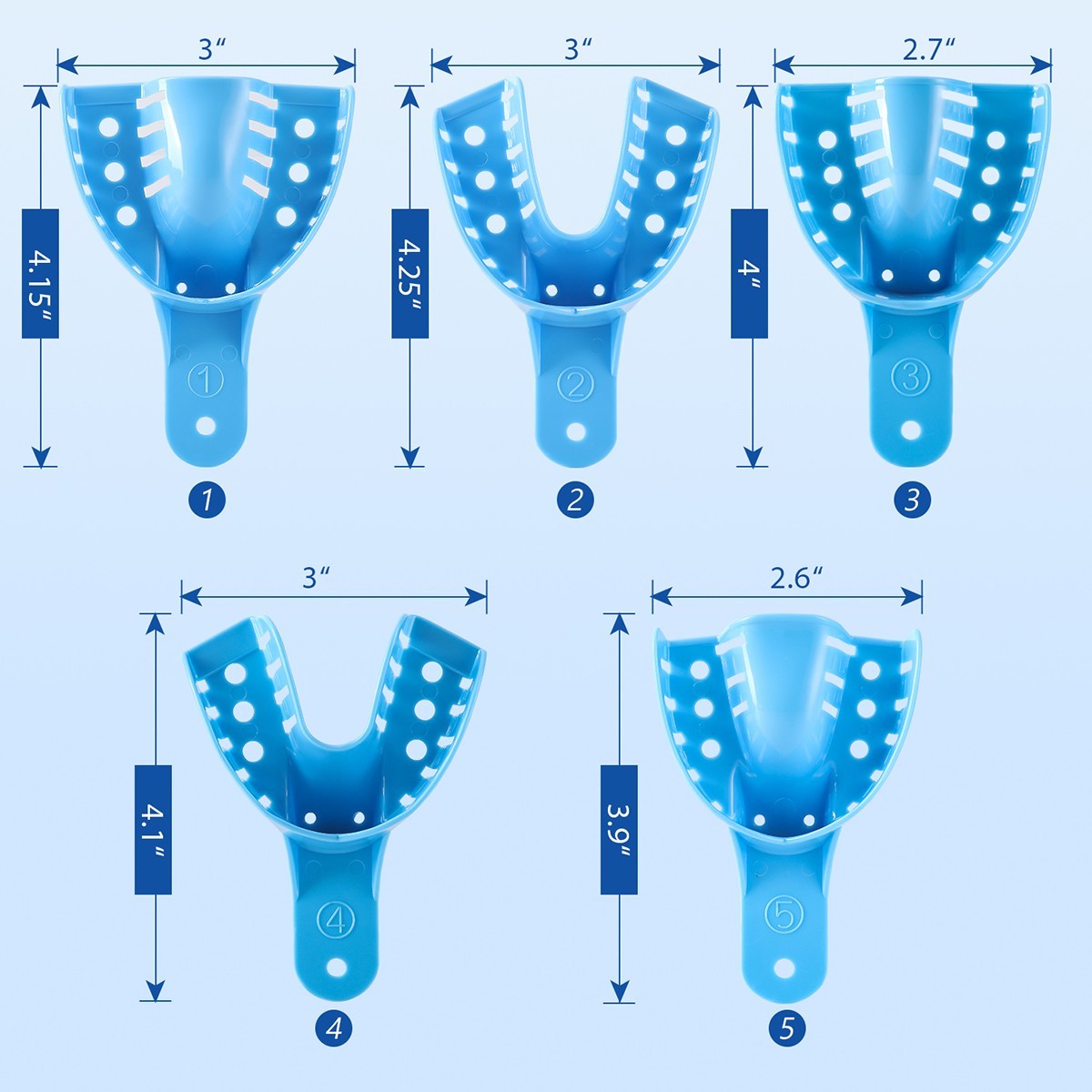 Dental Impression Trays Perforated Plastic Disposable (CHOOSE SIZE) 12 Trays/Bag