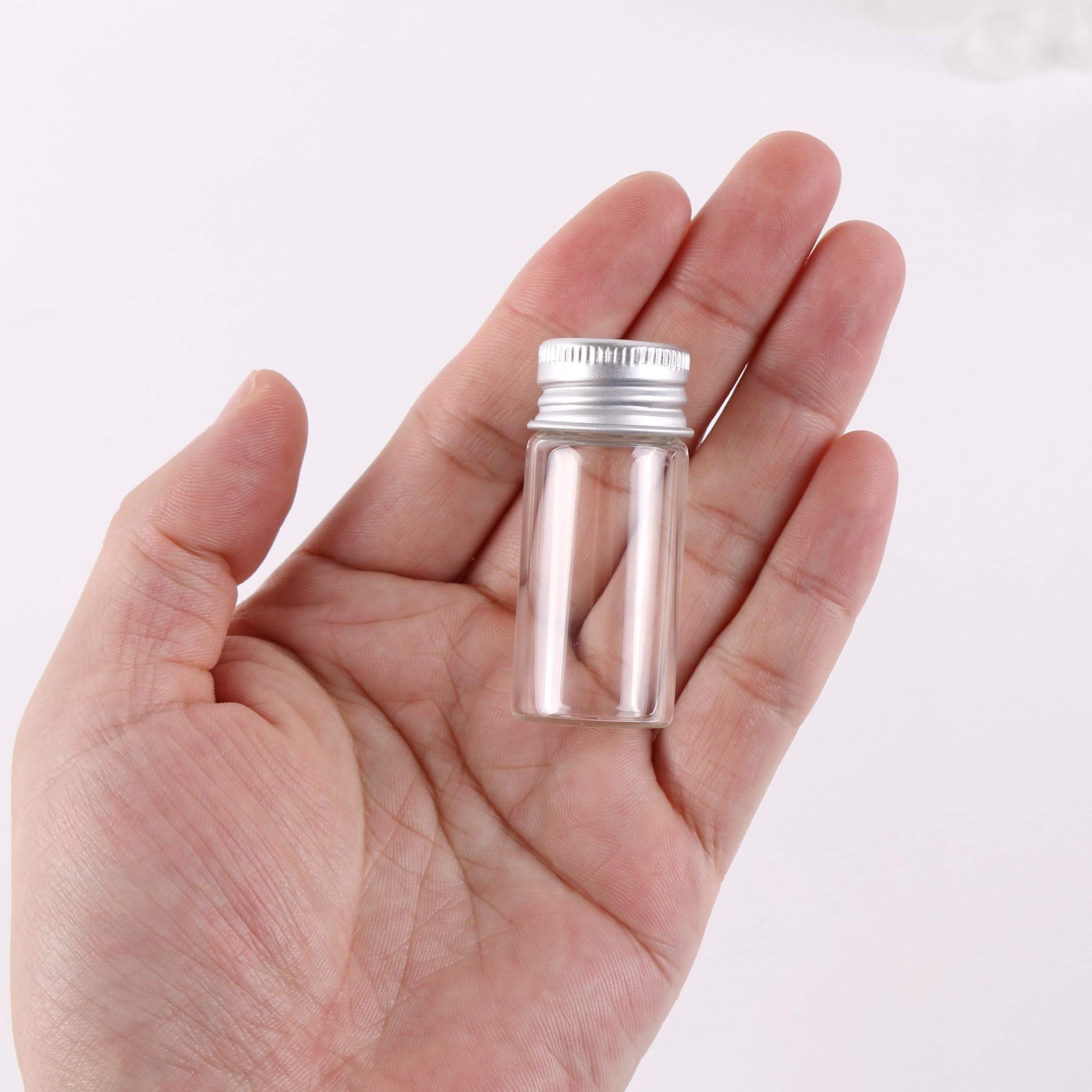 100 Mini Glass Vials 10ml Clear Bottles with Screw Lids for DIY, Wedding Favors,