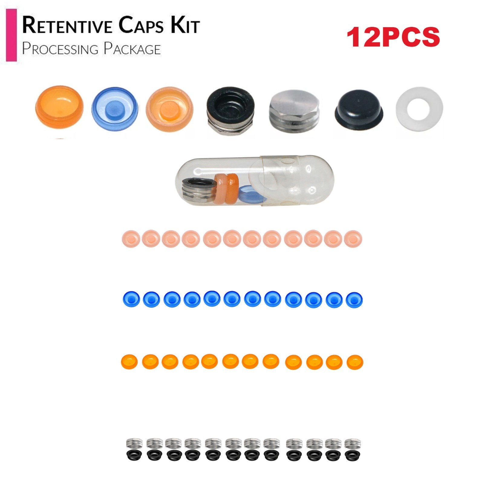 US Dental Locator Abutment Overdenture Retention Male Caps Inserts Metal Housing
