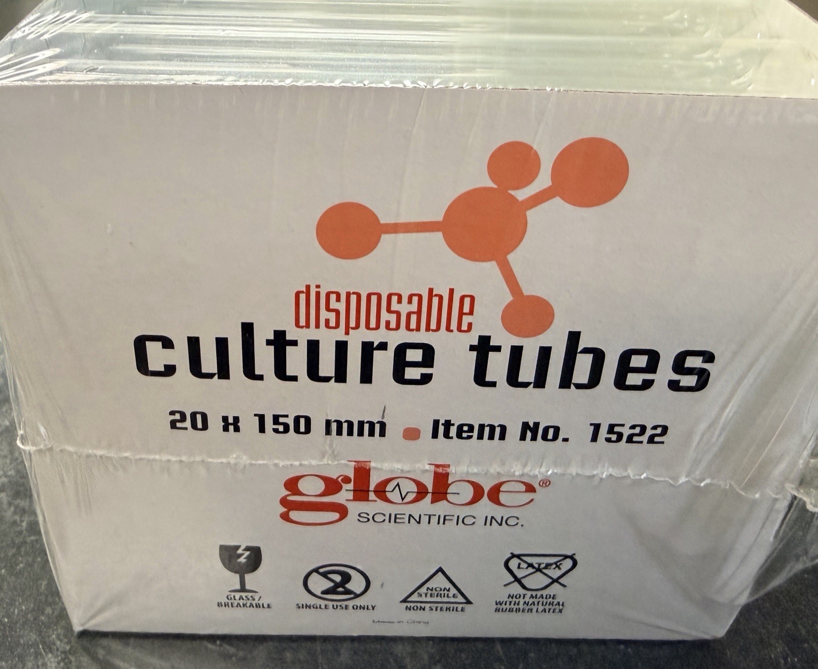 Globe Scientific Disposable Culture Tubes, 125 Qty. Borosilicate Glass.20x150mm