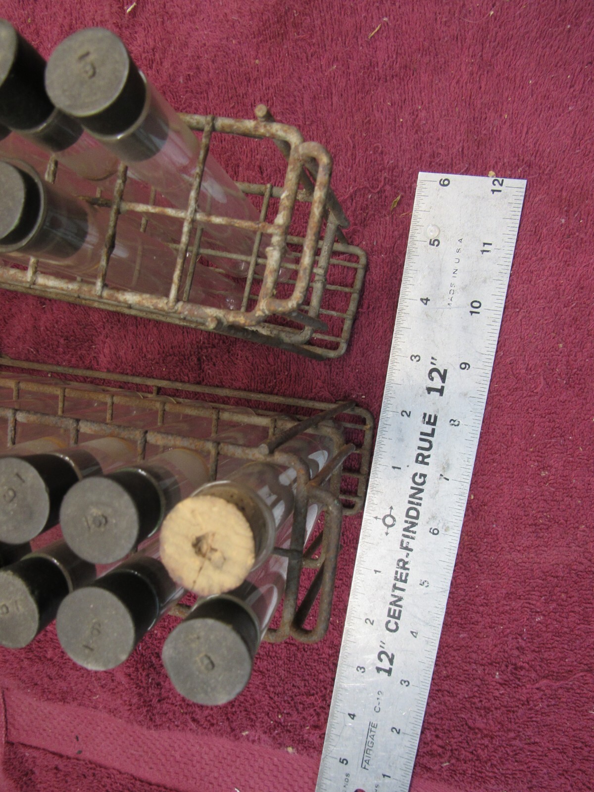 (2) Vintage Test Tube & Wire Racks Medical Science Lab Experiment Frankenstein