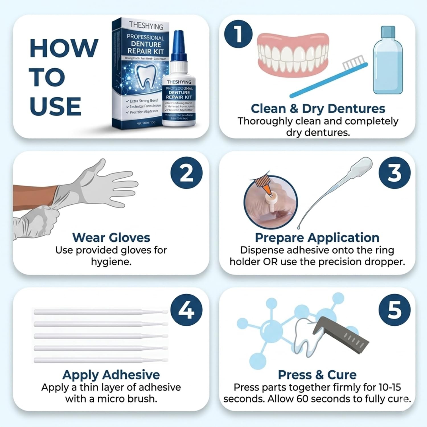 Professional Dental Lab Instant Bonding Glue for Dentures & Repairs – Fast-Setti