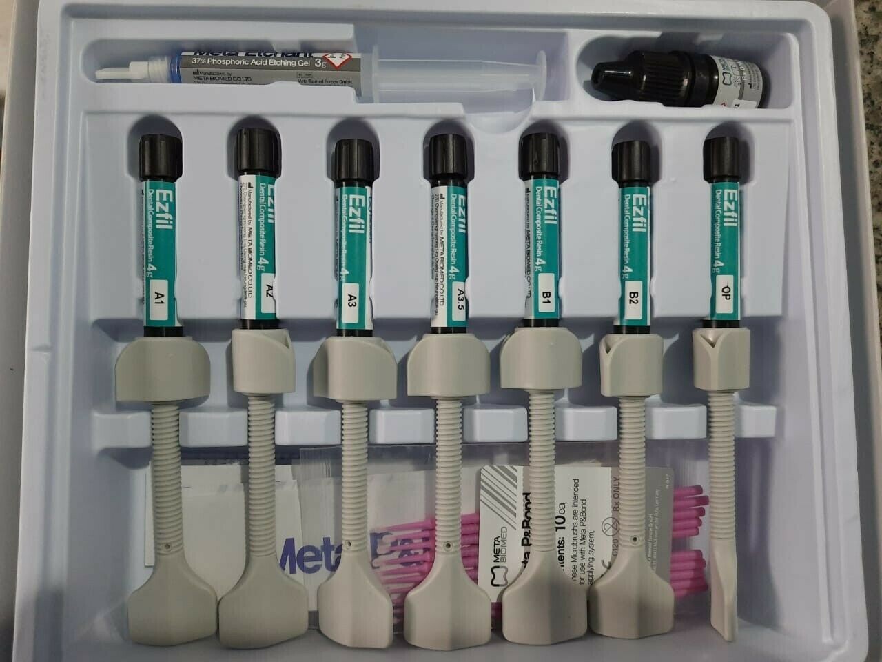 Meta Biomed Ezfill Nano Hybrid Composite Resin Light Cure 7x4gm Kit (Free Ship)