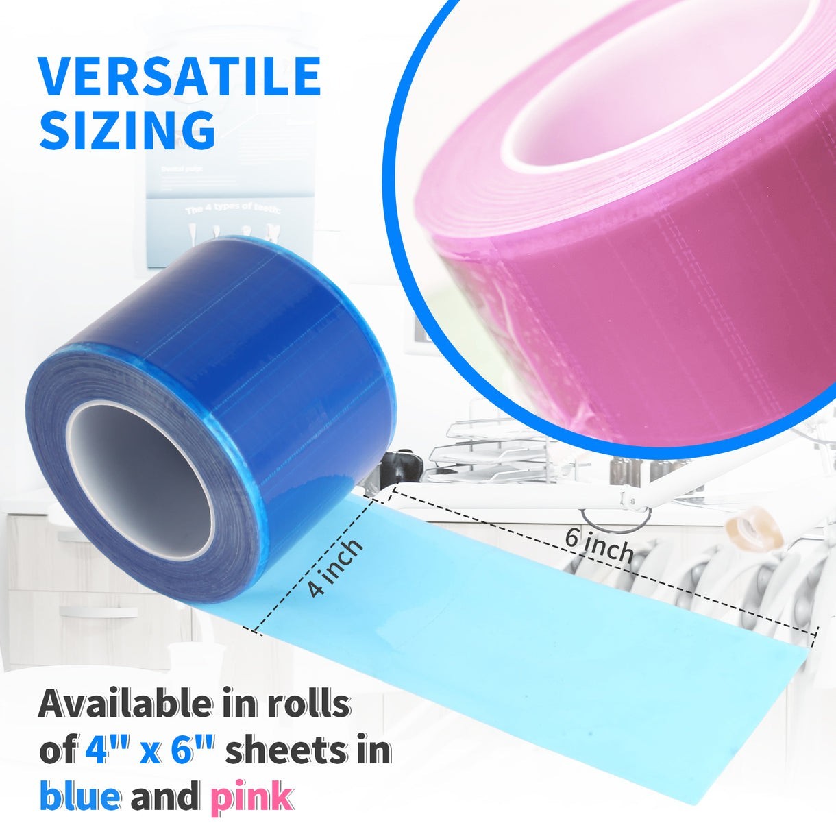 Frontline Dental Barrier Film 4″x6″ 1200 Sheets Pink Roll Universal Protection